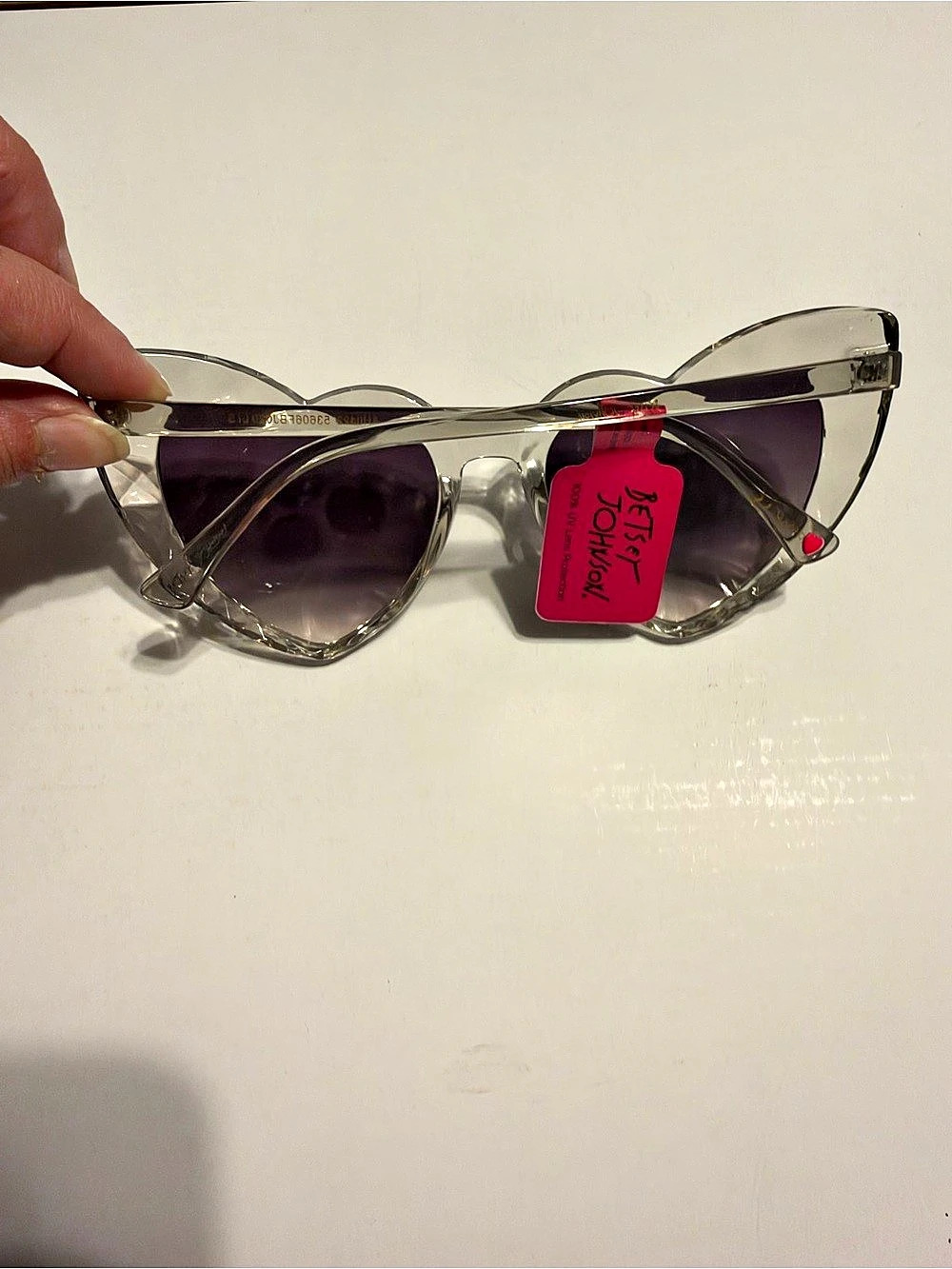 Betsey Johnson Heart-Shaped Sunglasses Silver & Purple